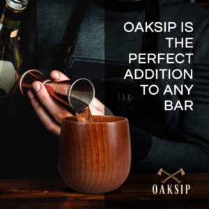 Oaksip The Original Wooden Bourbon Drinking Glass Bourbon Gifts for Men | Finished Wooden Old Fashioned Glass | Great Whiskey Gifts for Men, Dad, or Brother | Perfect Gifts For Men Who Have Everything