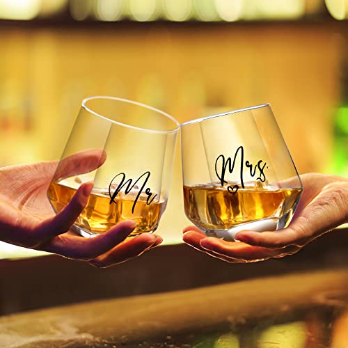 Mr and Mrs Wine Glasses Gifts,Wedding Gifts for Bride and Groom -Gifts for Bridal Shower Engagement Wedding and Married Anniversary-His & Hers, Engagement Gift, Couples Gifts for Husband & Wife