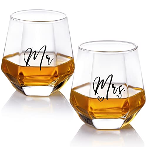 Mr and Mrs Wine Glasses Gifts,Wedding Gifts for Bride and Groom -Gifts for Bridal Shower Engagement Wedding and Married Anniversary-His & Hers, Engagement Gift, Couples Gifts for Husband & Wife