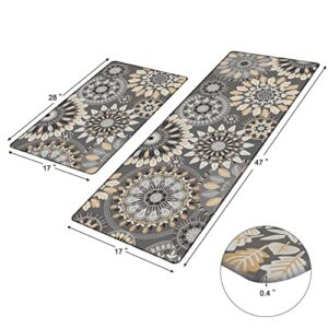 Pauwer Boho Kitchen Rugs Set of 2 Anti Fatigue Mats for Kitchen Floor Cushioned Kitchen Rugs and Mats Non Skid Waterproof Kitchen Runner Comfort Standing Mat