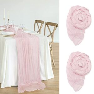avitorry 2pcs baby pink cheesecloth table runner 10ft gauze cheese cloth table runner cheesecloth table runner bulk for wedding bridal baby shower birthday party table decorations