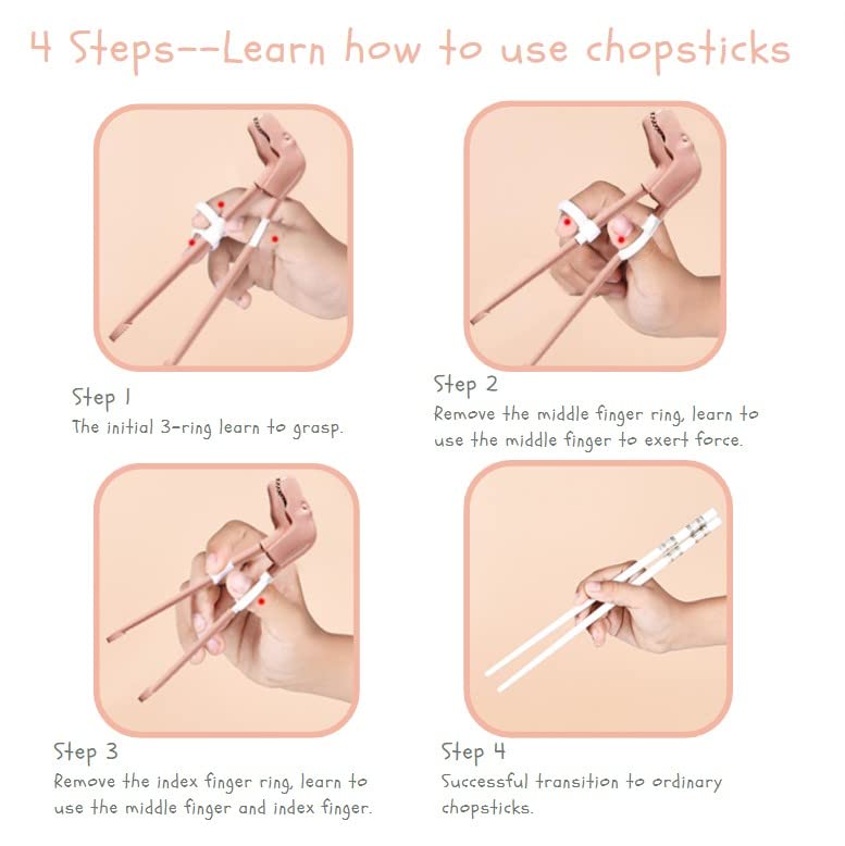 Dinosaur Training Chopsticks - Pairs Beginners Kids Chopsticks, Training Chopsticks for Kids, Reusable Chopsticks Learning Chopstick Helper, Pink, Green, Blue, Dishwasher Safe