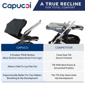 Capucci Velos Versatile Luxury Stroller, Patented Instant One-Button One-Action, Self Standing Fold, Full Size, Full-Feature Modular Baby Stroller w/Reversible Seat & Car Seat Adapters, Sea Foam