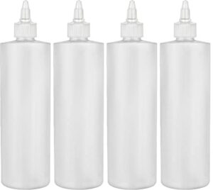 brightfrom condiment squeeze bottles, 12 oz empty squirt bottle with twist top cap, leak proof - great for ketchup, mustard, syrup, sauces, dressing, oil, arts and crafts, bpa free plastic - 4 pack