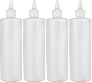 brightfrom condiment squeeze bottles, 16 oz empty squirt bottle with twist top cap, leak proof - great for ketchup, mustard, syrup, sauces, dressing, oil, arts and crafts, bpa free plastic - 4 pack