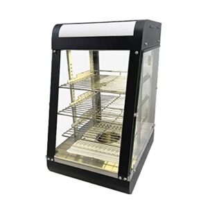 countertop 15" food warmer display case 3 shelf hot warming showcase with front and back sliding door and water tray,commercial (15")