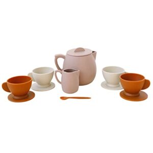 marlowe & co silicone classic tea play set for children (botanical rose)