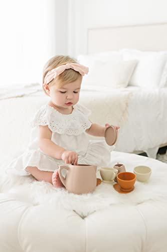 Marlowe & Co Silicone Classic Tea Play Set for Children (Botanical Rose)