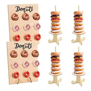 2pcs donut wall display stand, donut display board, wooden donut holder stand party with 4pcs donut stand towers for birthday party,wedding decoration