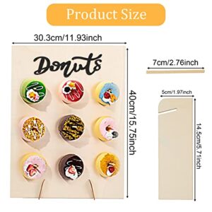 2Pcs Donut Wall Display Stand, Donut Display Board, Wooden Donut Holder Stand Party with 4Pcs Donut Stand Towers for Birthday Party,Wedding Decoration
