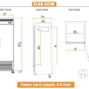 KITMA 28" Commercial Freezer, Single Door Stainless Steel Reach-in Freezer with 3 Adjustable Shelves for Restaurants, 23 Cu. Ft (-8°F – 0°F)