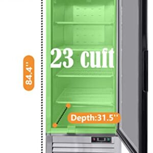 KITMA 28" Commercial Freezer, Single Door Stainless Steel Reach-in Freezer with 3 Adjustable Shelves for Restaurants, 23 Cu. Ft (-8°F – 0°F)