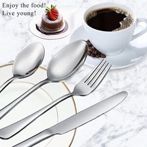 Spoons and Forks Set, Set of 16 Top Food Grade Stainless Steel Forks and Spoons Silverware Set,Kitchen Utensil Set of Forks (8 Inch) and Spoons (6.69 Inch) Cutlery Set, Mirror Finish & Dishwasher Safe