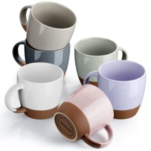 ceramic coffee mugs set of 6, gencywe 16oz coffee cups with handle, large latte mug, big mug for women, men, great for tea, cocoa or hot chocolate, microwave safe, modern, unique style for any kitchen