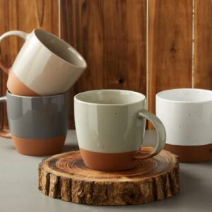 Ceramic Coffee Mugs Set of 6, Gencywe 16oz Coffee Cups with Handle, Large Latte Mug, Big Mug for Women, Men, Great for Tea, Cocoa or Hot Chocolate, Microwave Safe, Modern, Unique Style for Any Kitchen