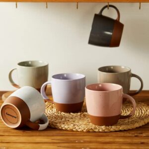 Ceramic Coffee Mugs Set of 6, Gencywe 16oz Coffee Cups with Handle, Large Latte Mug, Big Mug for Women, Men, Great for Tea, Cocoa or Hot Chocolate, Microwave Safe, Modern, Unique Style for Any Kitchen