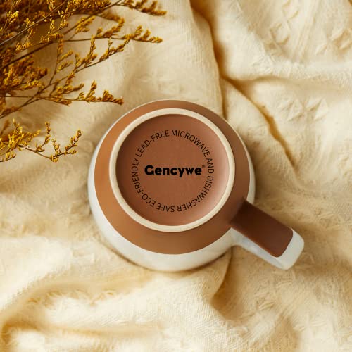 Ceramic Coffee Mugs Set of 6, Gencywe 16oz Coffee Cups with Handle, Large Latte Mug, Big Mug for Women, Men, Great for Tea, Cocoa or Hot Chocolate, Microwave Safe, Modern, Unique Style for Any Kitchen