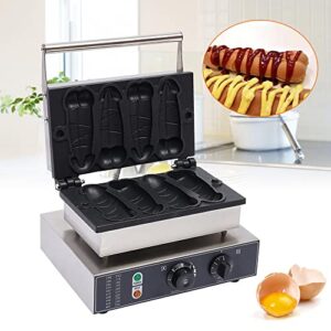 4Pcs Commercial Electric Hot Dog Baker,Non-Stick Waffle Stick Maker,Stainless Steel Egg Waffle Machine for Bakery,Dessert Shop,Mall