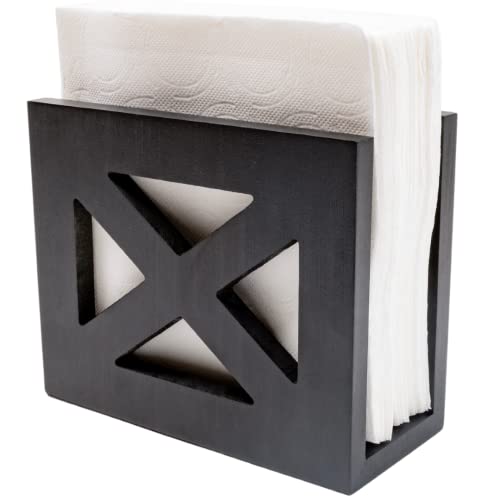 Luli & Cat Black Napkin Holder | Modern Wooden Napkin Holder | Decorative Black Wood Napkin Holder for Table