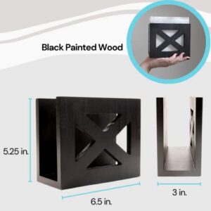 Luli & Cat Black Napkin Holder | Modern Wooden Napkin Holder | Decorative Black Wood Napkin Holder for Table