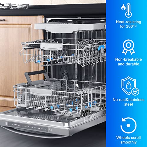 Upgrade 5pcs W10195416 W10195416V Dishwasher Wheels Lower Rack Replacement (Stainless Steel Screws) by Cobectal