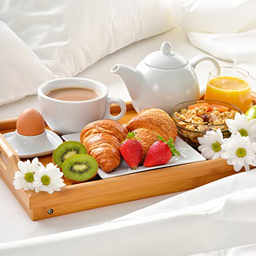 Bed Tray Table Breakfast Trays Serving Tray Bamboo Bed Laptap with Floding Legs Handles and Phone Holders