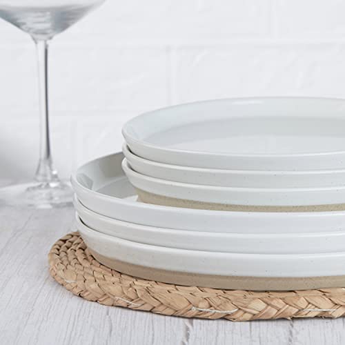 Famiware Saturn Dinnerware Sets, 12 Piece Dish Set, Plates and Bowls Sets for 4, White