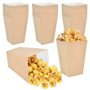 worldity 150pcs popcorn boxes, 22-27oz mini paper popcorn box, oil-proof kraft paper popcorn bags, popcorn container for movie theater carnival birthday party supplies(3.54 x2.48 x5.35 inch)