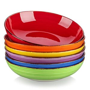 vancasso bonita pasta bowls 38 oz, large ceramic salad bowls, pasta plates bowl set of 6, microwave & dishwasher safe soup bowls, serving bowls, assorted colors