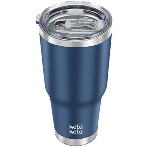 wetoweto 30oz tumbler, stainless steel vacuum insulated water coffee tumbler cup, double wall powder coated spill-proof travel mug thermal cup for home outdoor (navy blue, 1 pack)