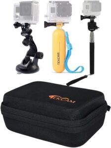 tekcam universal action camera accessories with small carrying case travel storage bag compatible with gopro series action camera