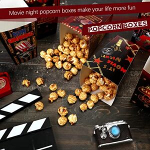 36 Pcs Movie Night Popcorn Boxes Popcorn Buckets 6 Inch Popcorn Bowl Popcorn Cups Popcorn Containers Movie Night Party Favor Treat Boxes for Theater Candy Birthday Cinema Carnival Circus Supplies