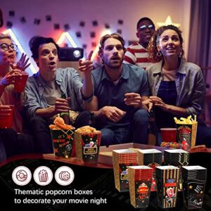 36 Pcs Movie Night Popcorn Boxes Popcorn Buckets 6 Inch Popcorn Bowl Popcorn Cups Popcorn Containers Movie Night Party Favor Treat Boxes for Theater Candy Birthday Cinema Carnival Circus Supplies