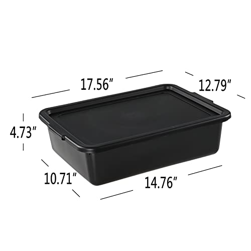 Obstnny 4 Pack 13 L Commercial Bus Tub with Lid, Plastic Bus Box, Black