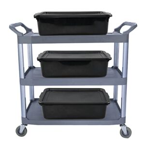 Obstnny 4 Pack 13 L Commercial Bus Tub with Lid, Plastic Bus Box, Black