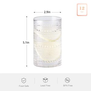 SUNNOW 12 Ounce Raindrop Glass Cup,Iced Tea Glasses for Water, Beverage,Juice, Wine,Beer and Cocktail,8 Pack (Clear)