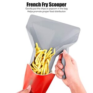 French Fry Popcorn Scoop, Chip Popcorn Bagger French Fry Bagger Commercial Fry Bagger Scooper Ice Candy Snacks Desserts Scooper with Dual Handle