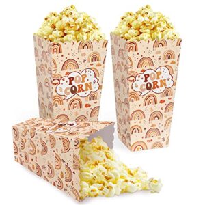 whaline 30pcs popcorn box boho style paper popcorn bucket rainbow clouds printed orange white popcorn containers holiday party favor popcorn treat box for birthday movie party theater night supplies