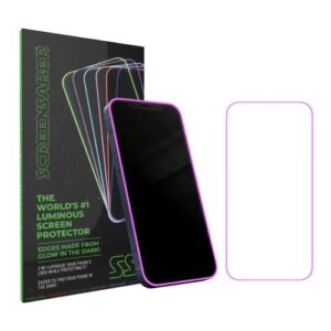 screensaber luminous screen protector for iphone 11 / iphone xr 6.1 inch glow in the dark tempered glass (pink)