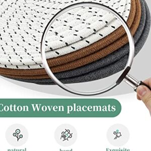 Woven Trivet Placemats Table Mats: Humbson 6Pcs Round Farmhouse Heat Dinner Plate Mat Set - Natural Cotton Rope Placemat Boho Charger Kitchen Hot Pads Pot Holder 11.8 Inch (11.8x11.8)