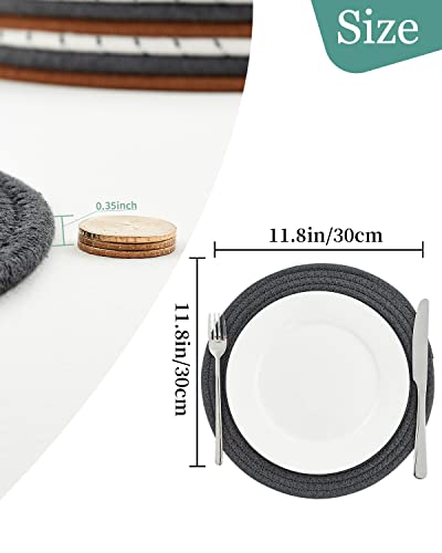 Woven Trivet Placemats Table Mats: Humbson 6Pcs Round Farmhouse Heat Dinner Plate Mat Set - Natural Cotton Rope Placemat Boho Charger Kitchen Hot Pads Pot Holder 11.8 Inch (11.8x11.8)