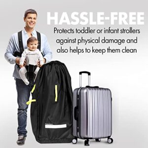 Stroller Travel Bag for Airplane Gate Check – Protective Airport Approved Baggage Gate Check Storage Sack for Traveling with Standard or Double Stroller – Easy Carrying with Padded Backpack Straps