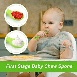 TOYMIS 6pcs Silicone Baby Spoons, First Stage Toddler Utensils Baby Led Weaning Spoons Baby Chew Spoon Training Spoon Toddler Self Feeding Utensils for Baby over 6 months (6 Colors) Z20010