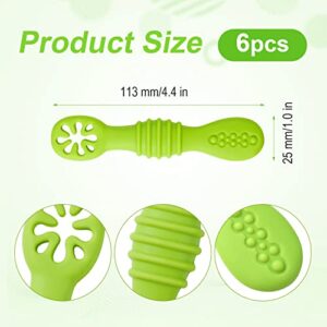 TOYMIS 6pcs Silicone Baby Spoons, First Stage Toddler Utensils Baby Led Weaning Spoons Baby Chew Spoon Training Spoon Toddler Self Feeding Utensils for Baby over 6 months (6 Colors) Z20010