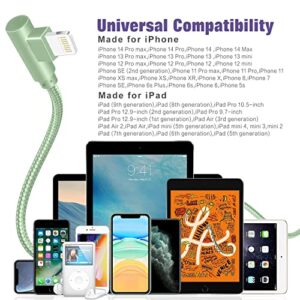 iPhone Charger,3 Pack 6FT Lightning Cable [Apple MFi Certified] iPhone Fast Charging Cable 90 Degree Nylon Braided Cord Compatible with iPhone 14/13/12/11 Pro Max/XS MAX/XR/XS/X/8/7/Plus/iPad