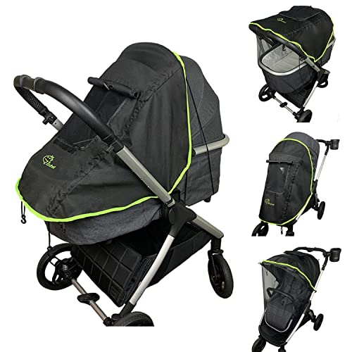 Ezkindheit Universal Sun Shade and Mosquito Shield for Strollers – Baby Stroller Accessories – Blackout Cover Accessory and Visor for Boys and Girls – Versatile Stroller Attachment & Protector