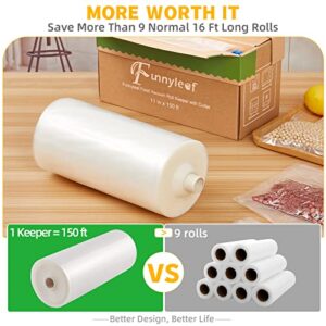 Funnyleaf 8" x 150’ Food Vacuum Seal Roll Bags Keeper with Cutter, Ideal Vacuum Sealer Bags for Food Save, Commercial Grade, BPA Free, Great for Meal prep, Storage and Sous Vide