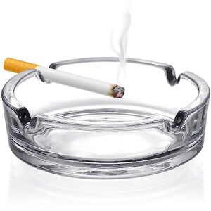 ash tray, glass ashtray for cigarettes, portable decorative modern ashtray for outside, home, office, patio, outdoor, indoor, fancy cute cool ashtray, clear/crystal/transparent (4.17"l x 1.41"h)