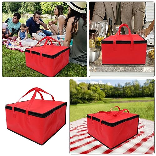 Luxshiny Towel Rack Insulated Reusable Grocery Bag Thermal Delivery Bag Insulated Pizza Shopping Tote Food Delivery Cooler Bags Hot and Cold Delivery Tote for Camping Catering Red Groceries