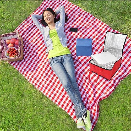 Luxshiny Towel Rack Insulated Reusable Grocery Bag Thermal Delivery Bag Insulated Pizza Shopping Tote Food Delivery Cooler Bags Hot and Cold Delivery Tote for Camping Catering Red Groceries